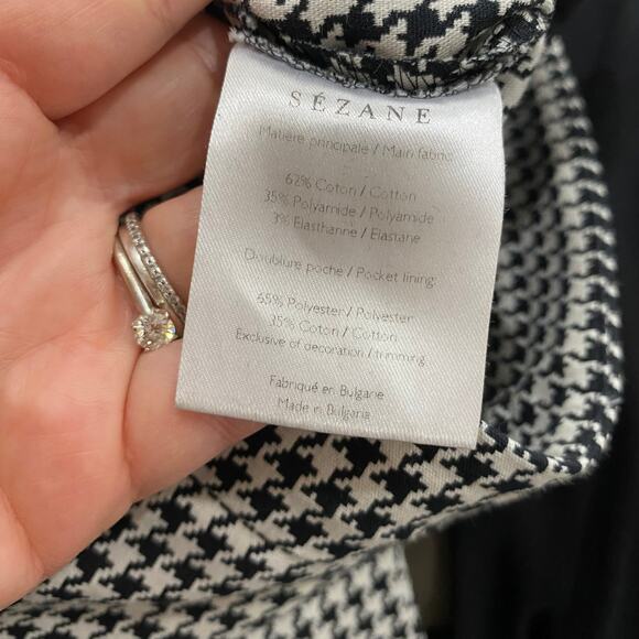 SÉZANE Clara Houndstooth Print High Rise 7/8 Trousers, Black/Ecru, FR40/US8 - Picture 10 of 12